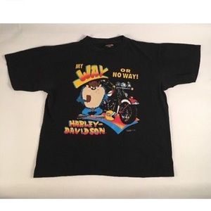 VINTAGE HARLEY DAVIDSON WARNER BROS TAZ Tshirt 90s